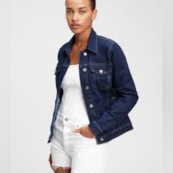 GAP Icon Denim Jacket Dark Indigo Large NWT - Picture 1 of 6